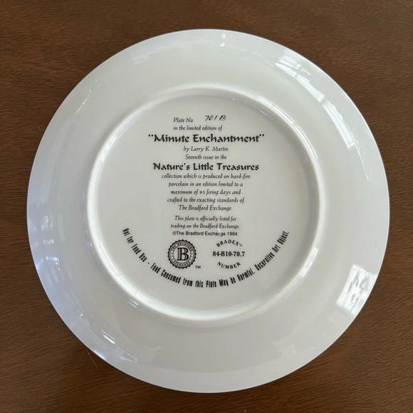 Nature's Little Treasures Hummingbird 8” plate by Larry K. Martin EUC - Picture 2 of 2